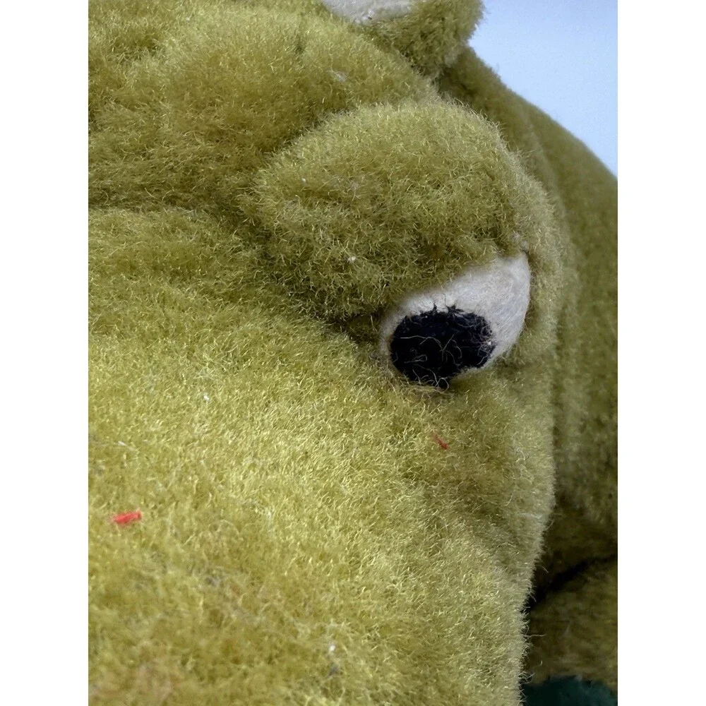 Vintage Green Merry Thought Iron Bridge Shrops Made In England Hippo Plush 12”